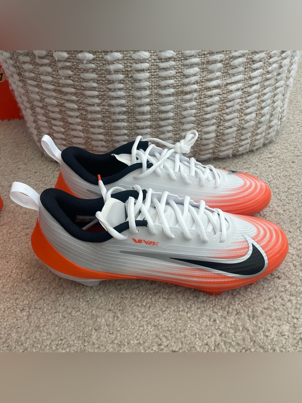 Nike Vapor Speed 3 TB Men's Football Cleats  White Orange HM8849-104